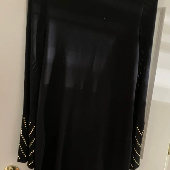 Calvin Klein Black Sweater Dress with Gold Stud Accents - Picture 2 of 6